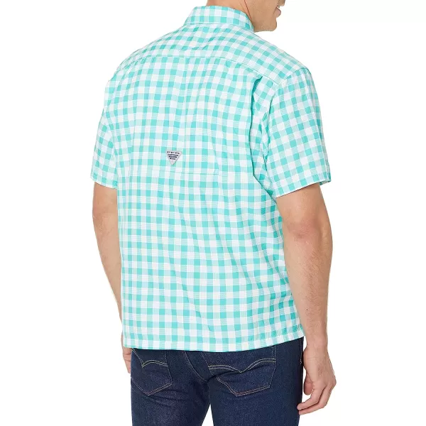 imageColumbia Mens Super Slack Tide Camp ShirtBright Aqua Palaka Plaid