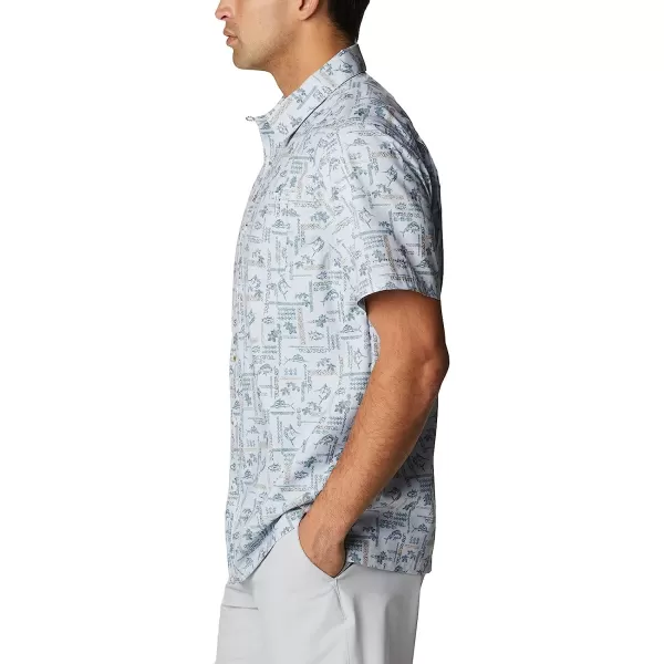 imageColumbia Mens Super Slack Tide Camp ShirtCirrus Grey Island Graffiti Print