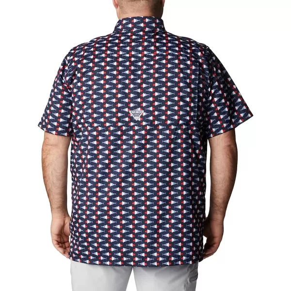imageColumbia Mens Super Slack Tide Camp ShirtCollegiate Navy Fish Bobber Print