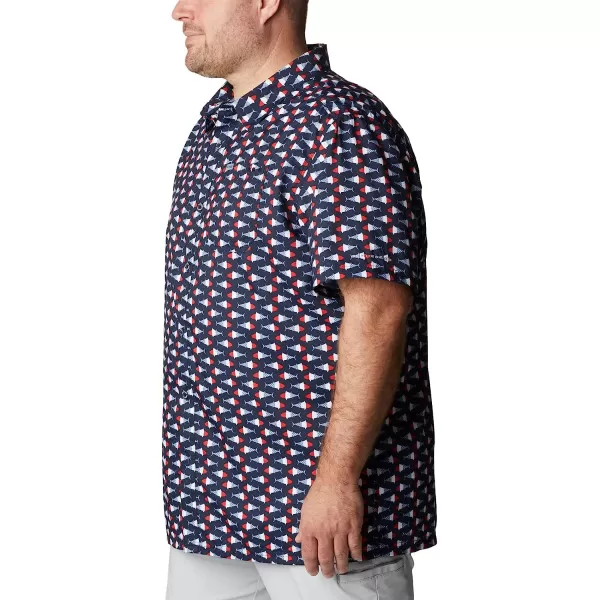 imageColumbia Mens Super Slack Tide Camp ShirtCollegiate Navy Fish Bobber Print