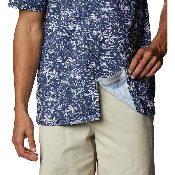 imageColumbia Mens Super Slack Tide Camp ShirtCollegiate Navy Kona Print  Moisture Wicking