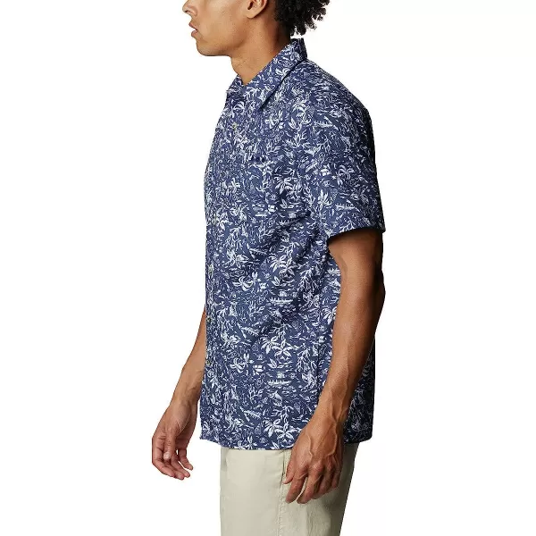 imageColumbia Mens Super Slack Tide Camp ShirtCollegiate Navy Kona Print  Moisture Wicking