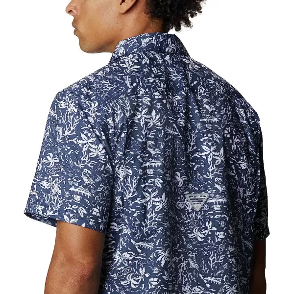imageColumbia Mens Super Slack Tide Camp ShirtCollegiate Navy Kona Print  Moisture Wicking