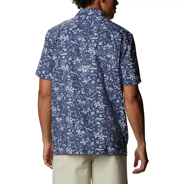 imageColumbia Mens Super Slack Tide Camp ShirtCollegiate Navy Kona Print  Moisture Wicking