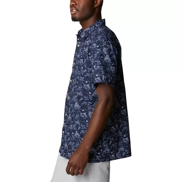 imageColumbia Mens Super Slack Tide Camp ShirtCollegiate Navy Small Mighty Marlins Print