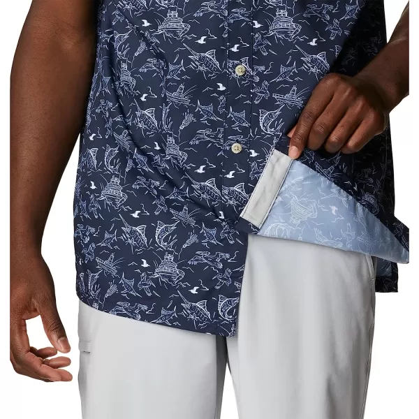 imageColumbia Mens Super Slack Tide Camp ShirtCollegiate Navy Small Mighty Marlins Print