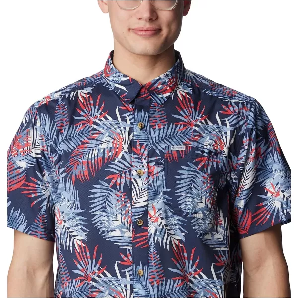 imageColumbia Mens Super Slack Tide Camp ShirtCollegiate Navy Tunatropic Print