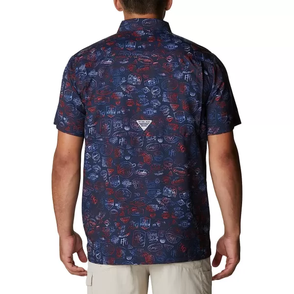 imageColumbia Mens Super Slack Tide Camp ShirtCollegiate Navy Tye Dye Print