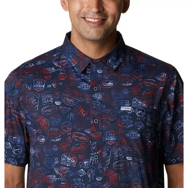 imageColumbia Mens Super Slack Tide Camp ShirtCollegiate Navy Tye Dye Print