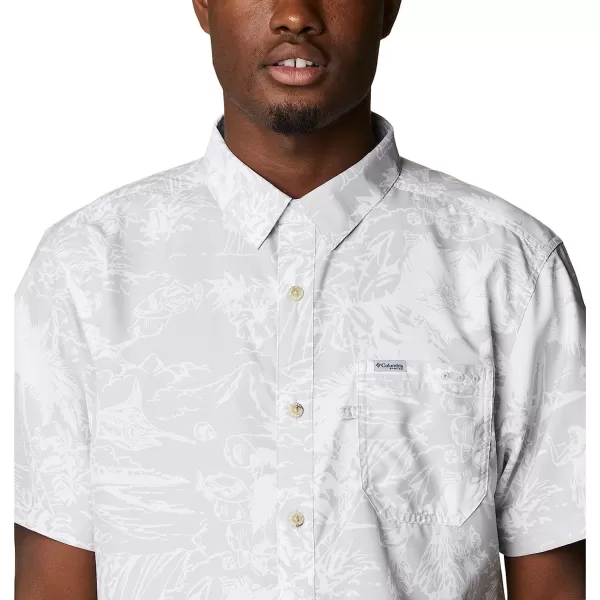 imageColumbia Mens Super Slack Tide Camp ShirtCool Grey Hula Fish Print