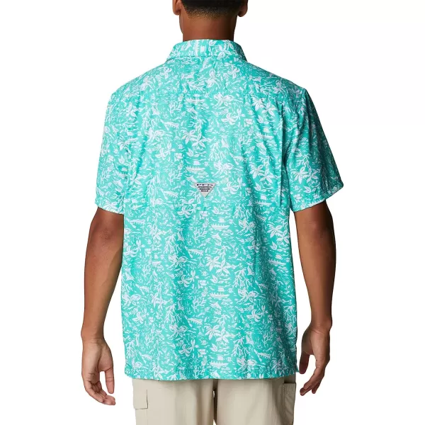 imageColumbia Mens Super Slack Tide Camp ShirtElectric Turquoise Kona Print
