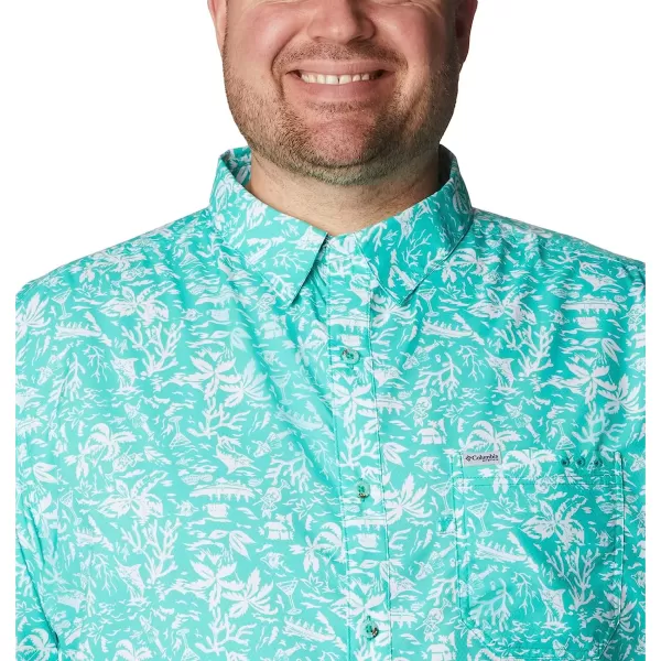 imageColumbia Mens Super Slack Tide Camp ShirtElectric Turquoise Kona Print