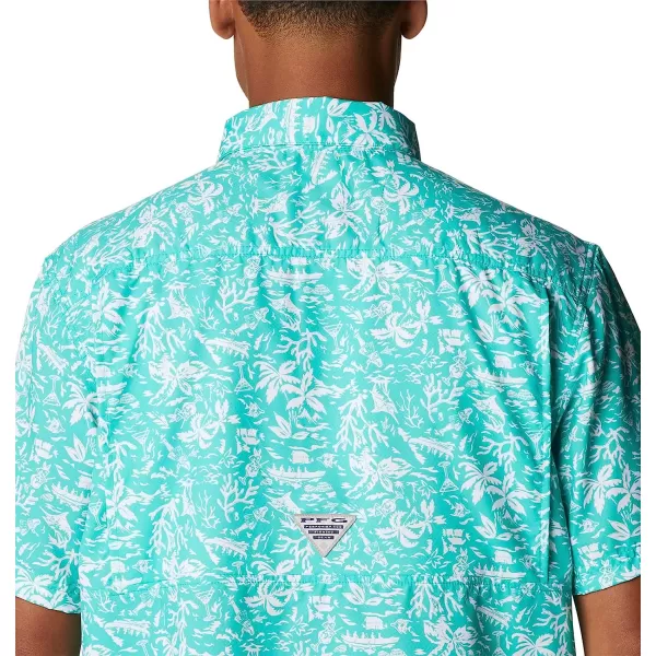imageColumbia Mens Super Slack Tide Camp ShirtElectric Turquoise Kona Print