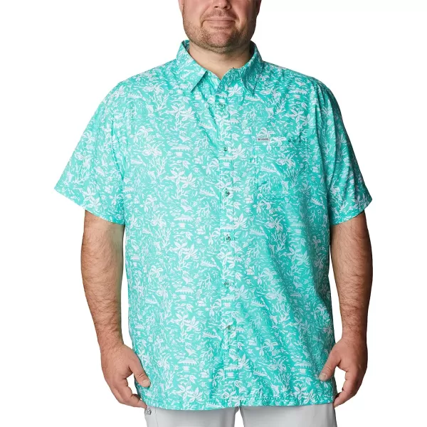 imageColumbia Mens Super Slack Tide Camp ShirtElectric Turquoise Kona Print
