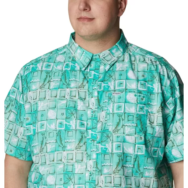imageColumbia Mens Super Slack Tide Camp ShirtElectric Turquoise Trout Batik