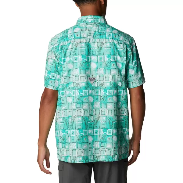 imageColumbia Mens Super Slack Tide Camp ShirtElectric Turquoise Trout Batik