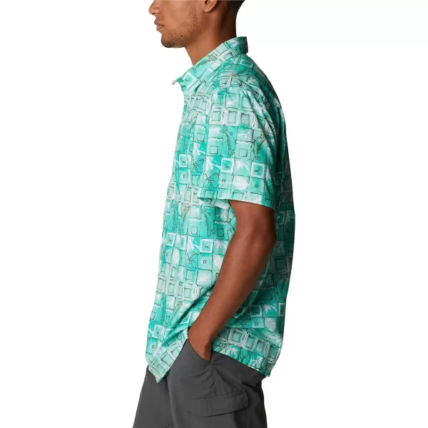 imageColumbia Mens Super Slack Tide Camp ShirtElectric Turquoise Trout Batik