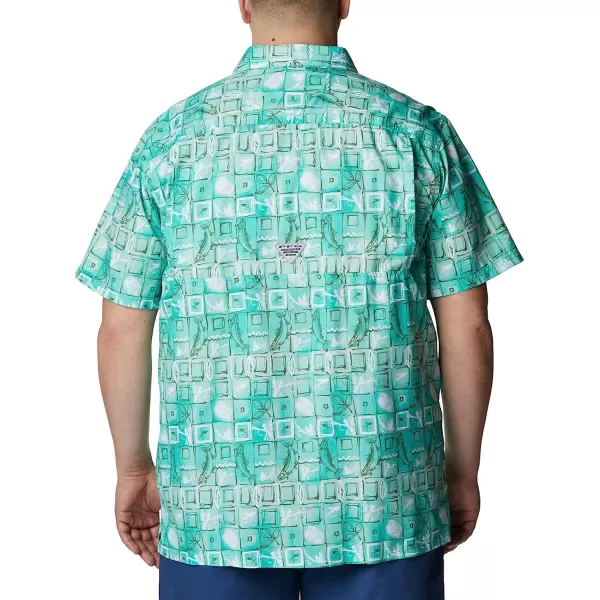 imageColumbia Mens Super Slack Tide Camp ShirtElectric Turquoise Trout Batik