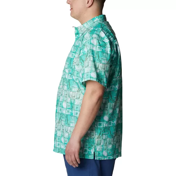 imageColumbia Mens Super Slack Tide Camp ShirtElectric Turquoise Trout Batik