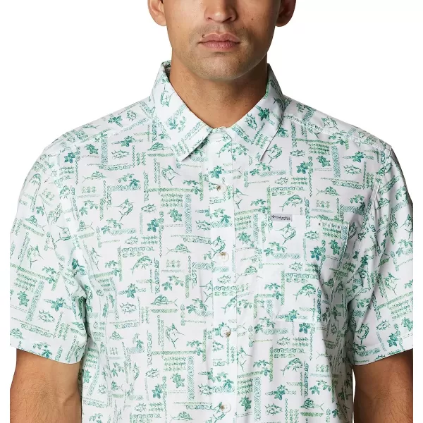 imageColumbia Mens Super Slack Tide Camp ShirtLime Glow Island Graffiti Print