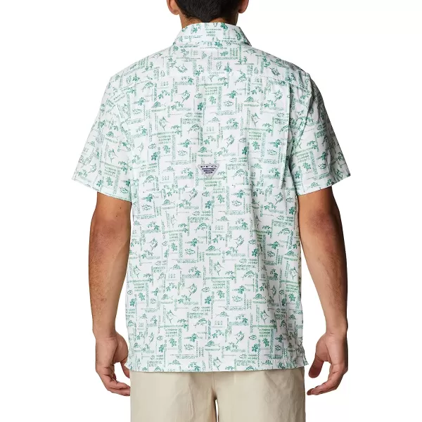 imageColumbia Mens Super Slack Tide Camp ShirtLime Glow Island Graffiti Print