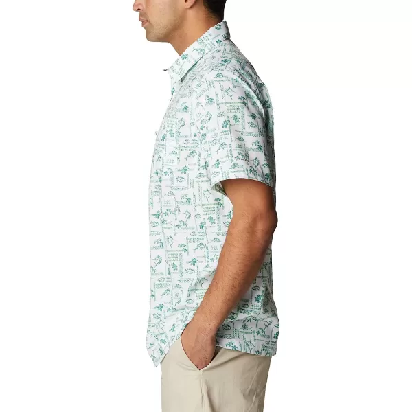 imageColumbia Mens Super Slack Tide Camp ShirtLime Glow Island Graffiti Print