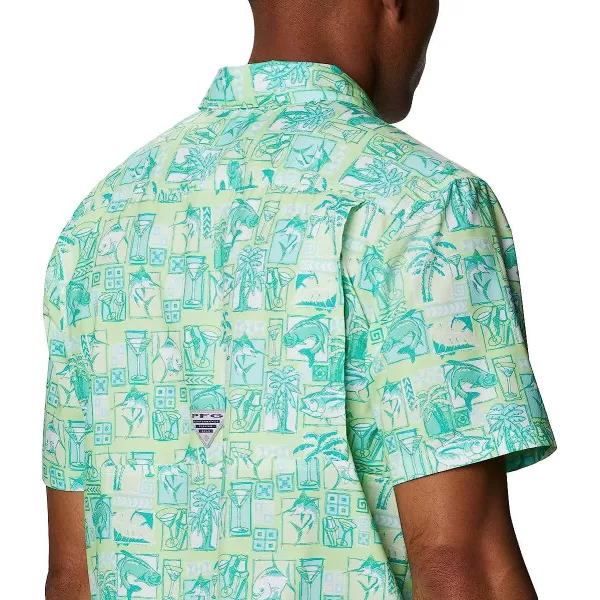 imageColumbia Mens Super Slack Tide Camp ShirtLime Glow Martinis and Lies Print