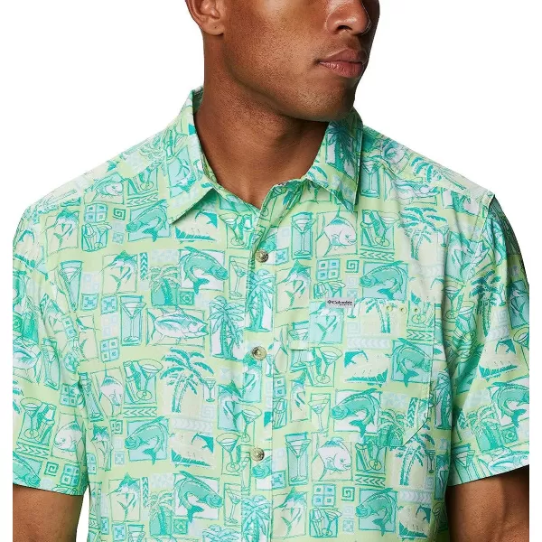 imageColumbia Mens Super Slack Tide Camp ShirtLime Glow Martinis and Lies Print