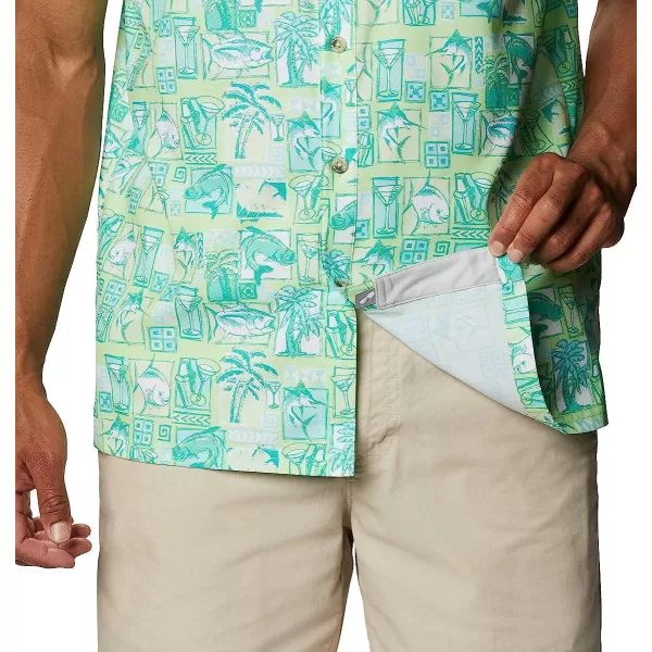 imageColumbia Mens Super Slack Tide Camp ShirtLime Glow Martinis and Lies Print