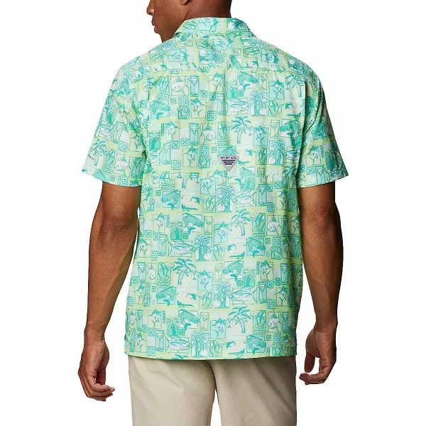 imageColumbia Mens Super Slack Tide Camp ShirtLime Glow Martinis and Lies Print