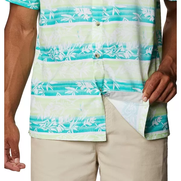 imageColumbia Mens Super Slack Tide Camp ShirtLime Glow Ombre Fish Stripe