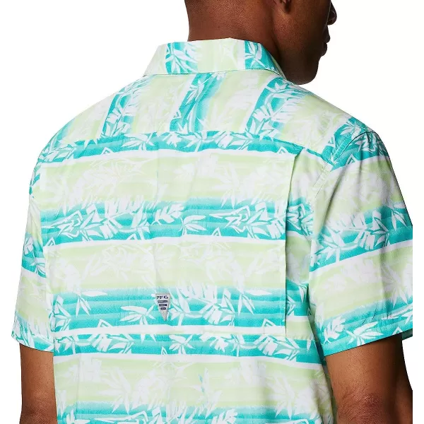 imageColumbia Mens Super Slack Tide Camp ShirtLime Glow Ombre Fish Stripe