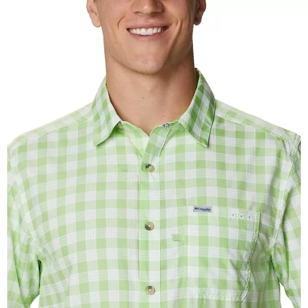 imageColumbia Mens Super Slack Tide Camp ShirtLime Glow Palaka Plaid