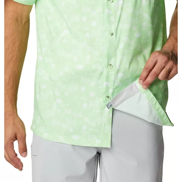 imageColumbia Mens Super Slack Tide Camp ShirtLime Glow Santa Fishin Trip Print