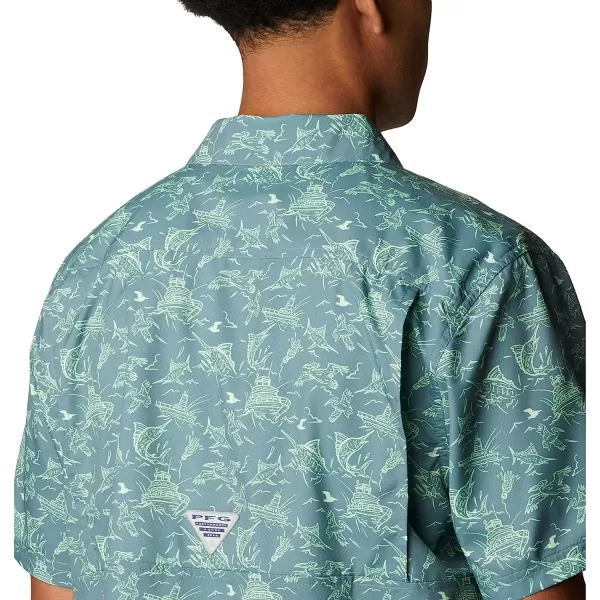 imageColumbia Mens Super Slack Tide Camp ShirtMetal Small Mighty Marlins Print