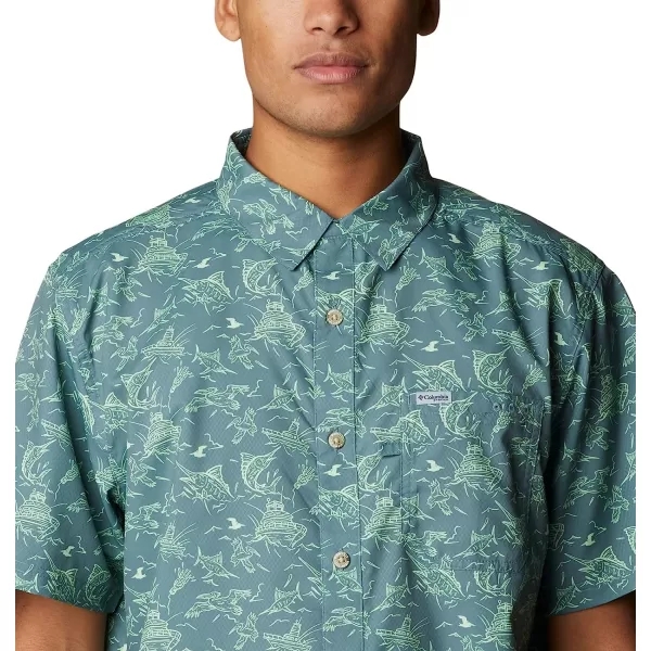 imageColumbia Mens Super Slack Tide Camp ShirtMetal Small Mighty Marlins Print