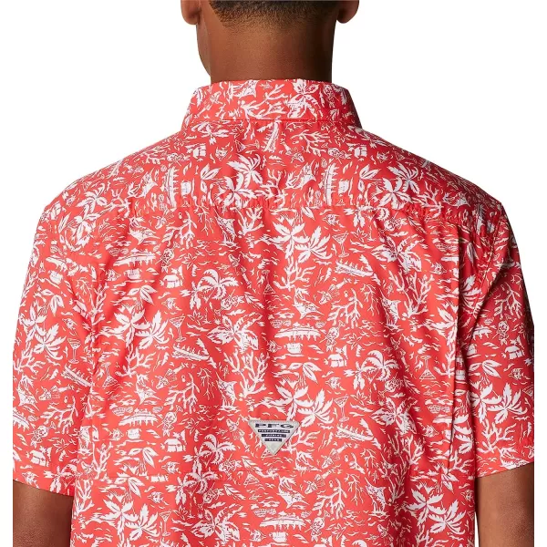 imageColumbia Mens Super Slack Tide Camp ShirtRed Hibiscus Kona Print
