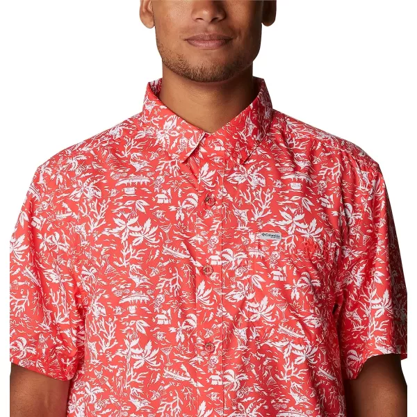 imageColumbia Mens Super Slack Tide Camp ShirtRed Hibiscus Kona Print