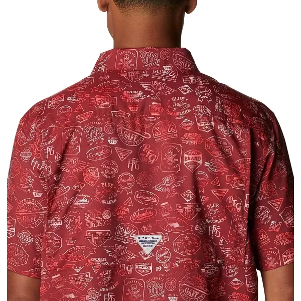 imageColumbia Mens Super Slack Tide Camp ShirtRed Jasper Tye Dye Print