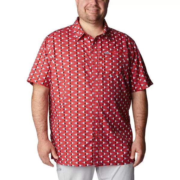 imageColumbia Mens Super Slack Tide Camp ShirtRed Spark Fish Bobber Print