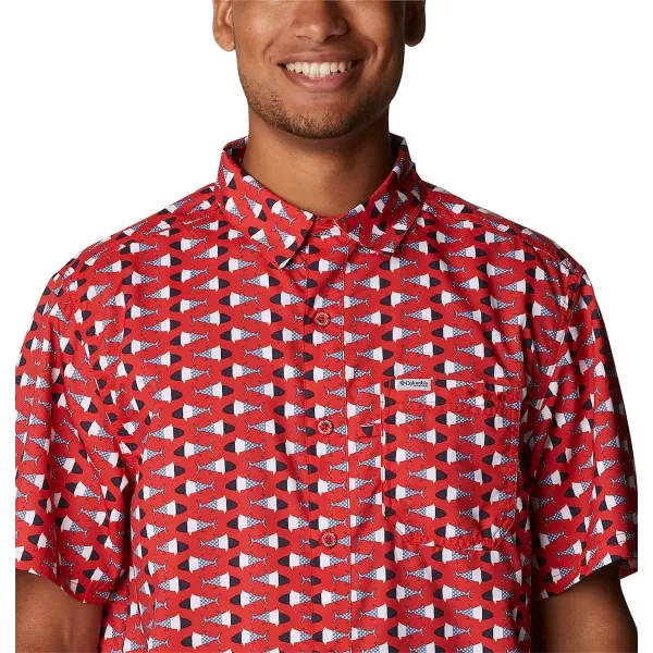 imageColumbia Mens Super Slack Tide Camp ShirtRed Spark Fish Bobber Print