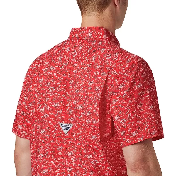 imageColumbia Mens Super Slack Tide Camp ShirtRed Spark Gamefish Print