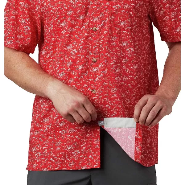 imageColumbia Mens Super Slack Tide Camp ShirtRed Spark Gamefish Print