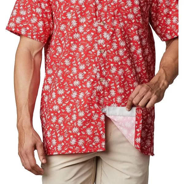 imageColumbia Mens Super Slack Tide Camp ShirtRed Spark Marlin Palms Print