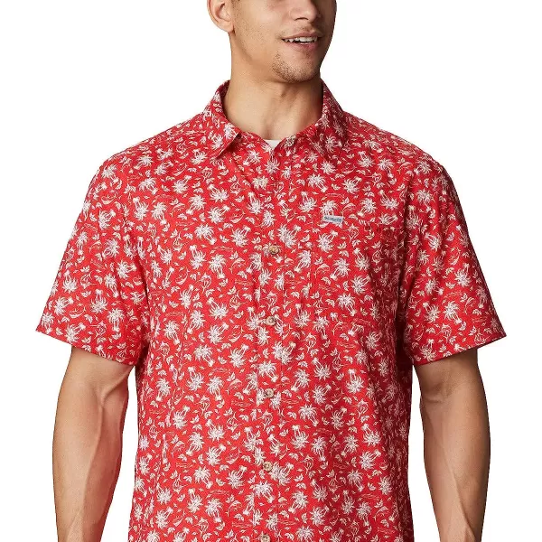 imageColumbia Mens Super Slack Tide Camp ShirtRed Spark Marlin Palms Print
