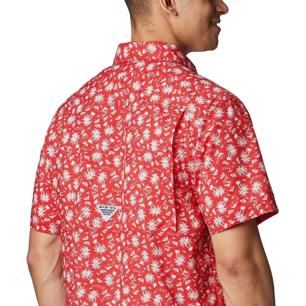 imageColumbia Mens Super Slack Tide Camp ShirtRed Spark Marlin Palms Print