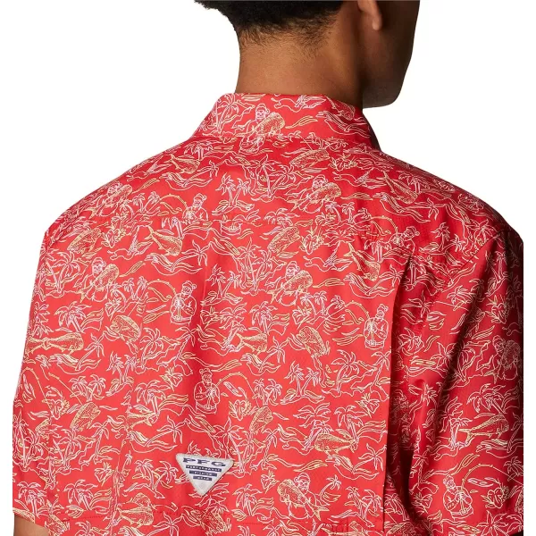 imageColumbia Mens Super Slack Tide Camp ShirtRed Spark Merry Mahi Print