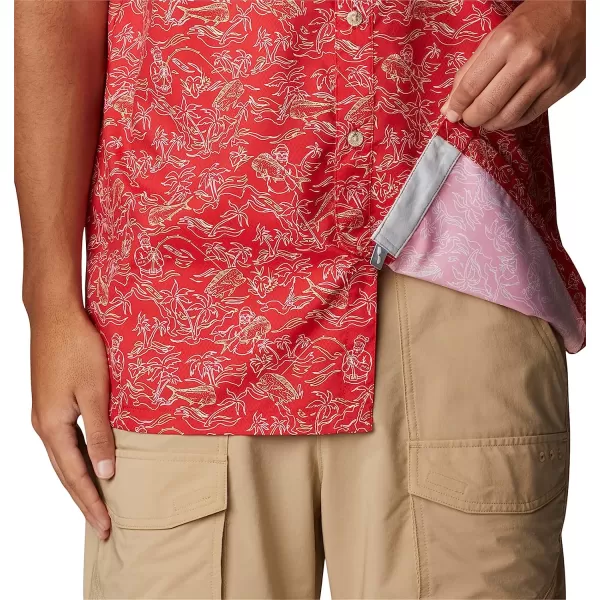 imageColumbia Mens Super Slack Tide Camp ShirtRed Spark Merry Mahi Print