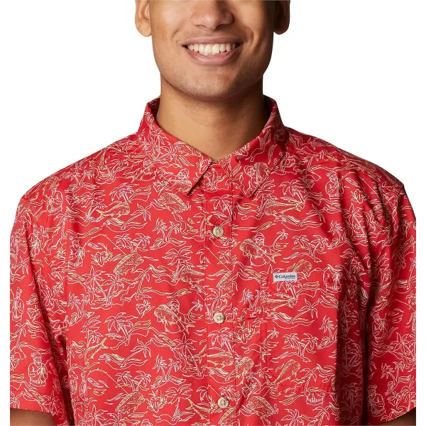 imageColumbia Mens Super Slack Tide Camp ShirtRed Spark Merry Mahi Print
