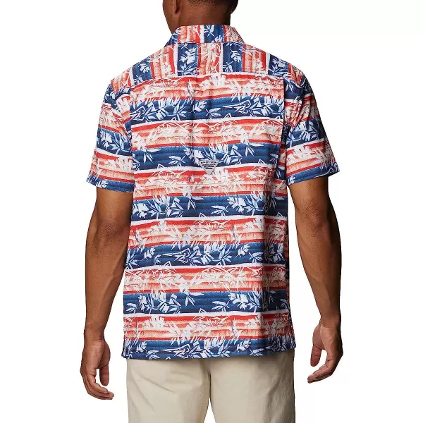 imageColumbia Mens Super Slack Tide Camp ShirtRed Spark Ombre Fish Stripe